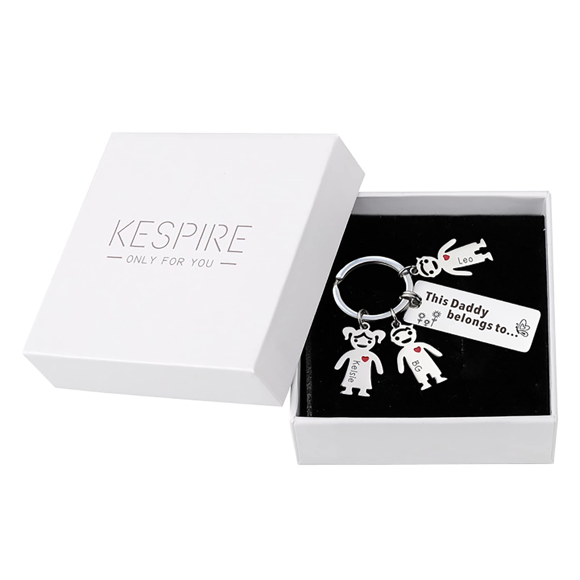 Mintao Llavero personalizado con abalorios para niños, llavero personalizado para el Día del Padre, llavero familiar grabado