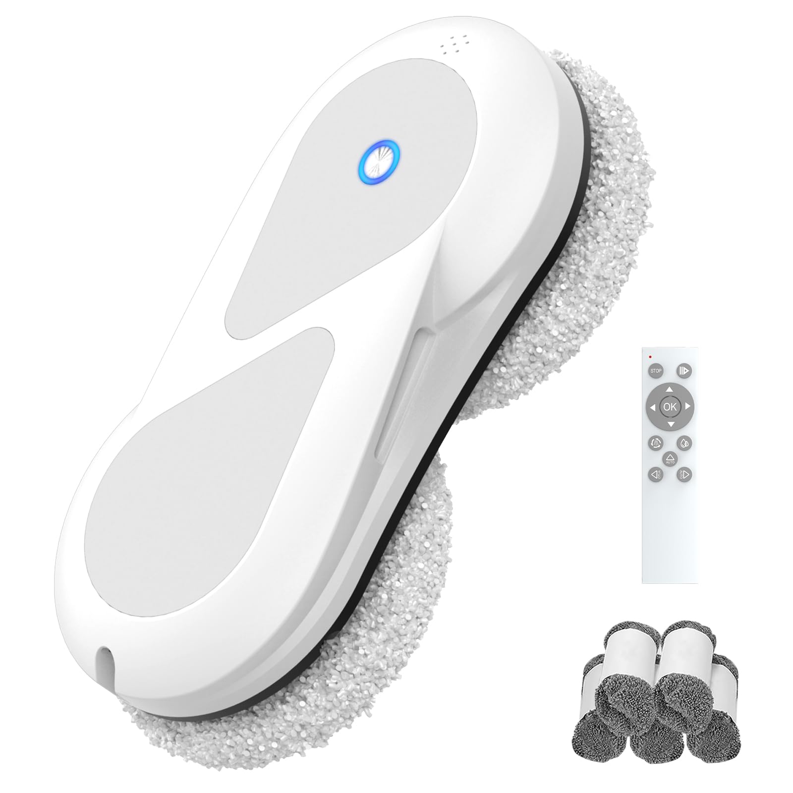 Fensterputzroboter, 5600Pa Fensterroboter mit Automatische Doppel-Sprühfunktion, 3 Reinigungsmodi, Intelligente Navigation, Fernbedienung, mit 60ML Tank, für Glas, Fliesen