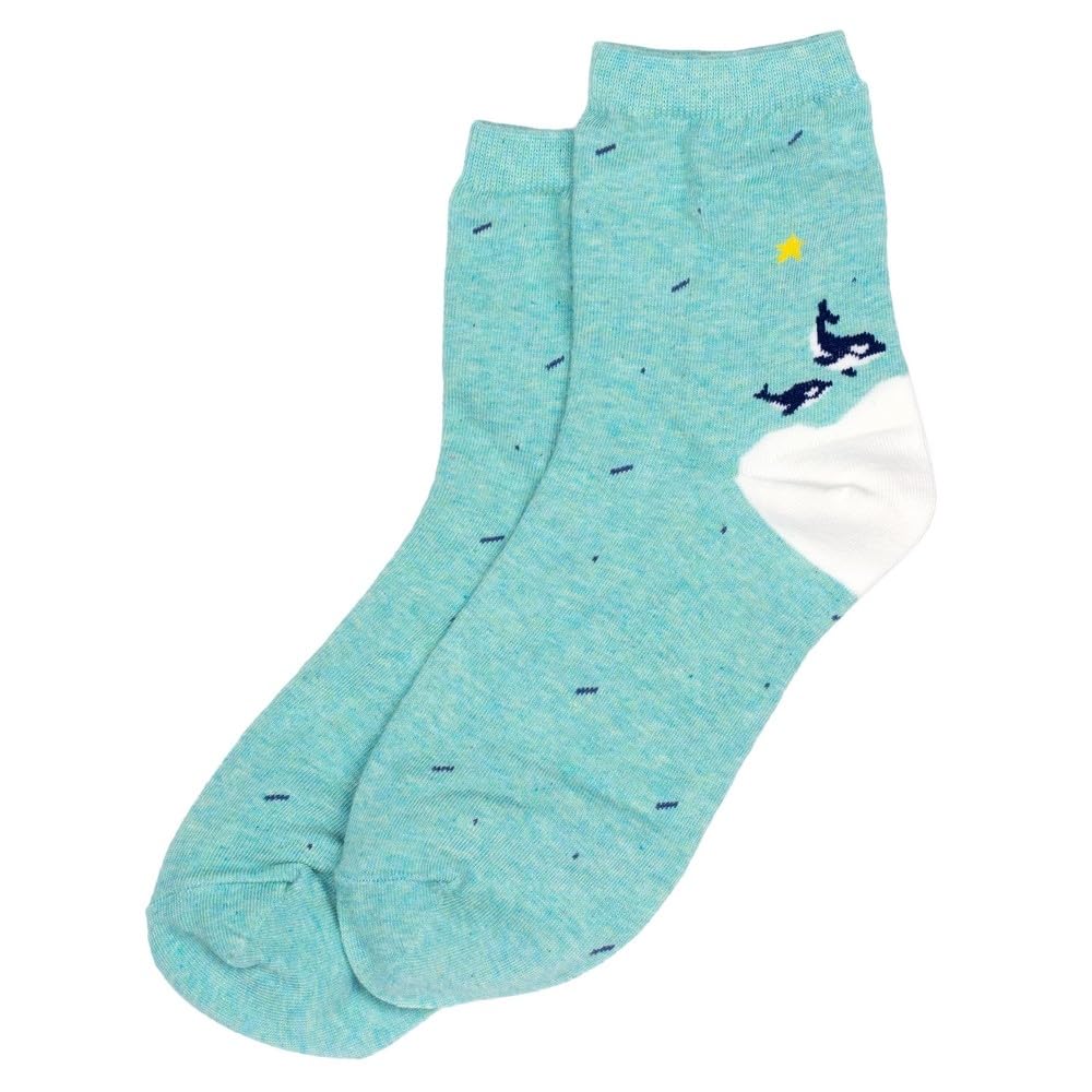 JOE COOL Unisex Cotton Spandex Novelty Socks, Featuring a Playful Arctic Orca Design in Refreshing Mint Green