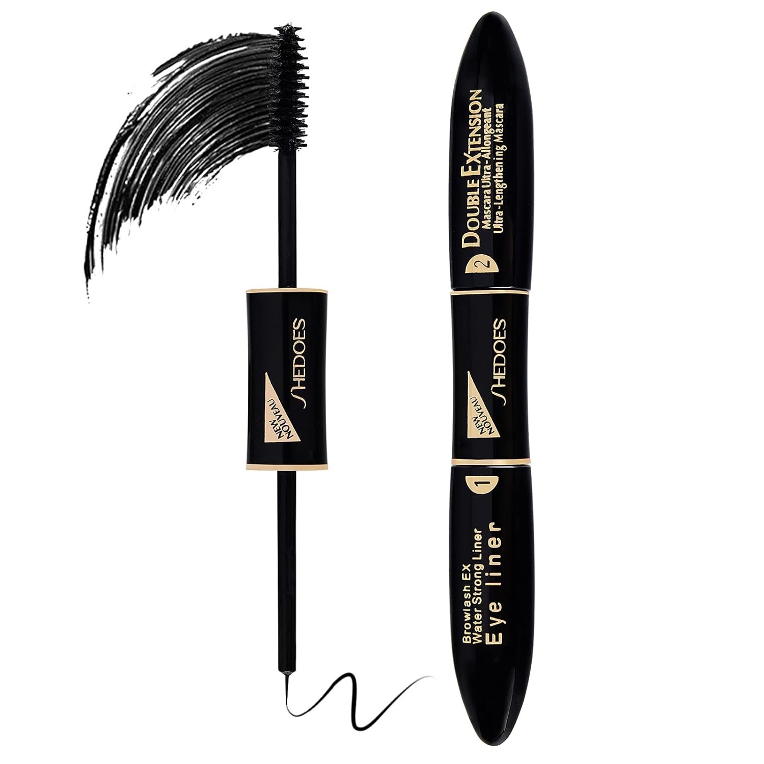 Mascara Waterproof, 2 in 1 Mascara & Liquid Eyeliner for