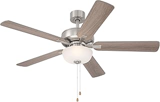 DESIGNERS FOUNTAIN Gallant Ceiling Fan with Lights, 52 Inch LED 3000K Indoor Outdoor 5-Blades Fan, Pull Chain, Brushed Nickel, FP-GLT52B30-BN