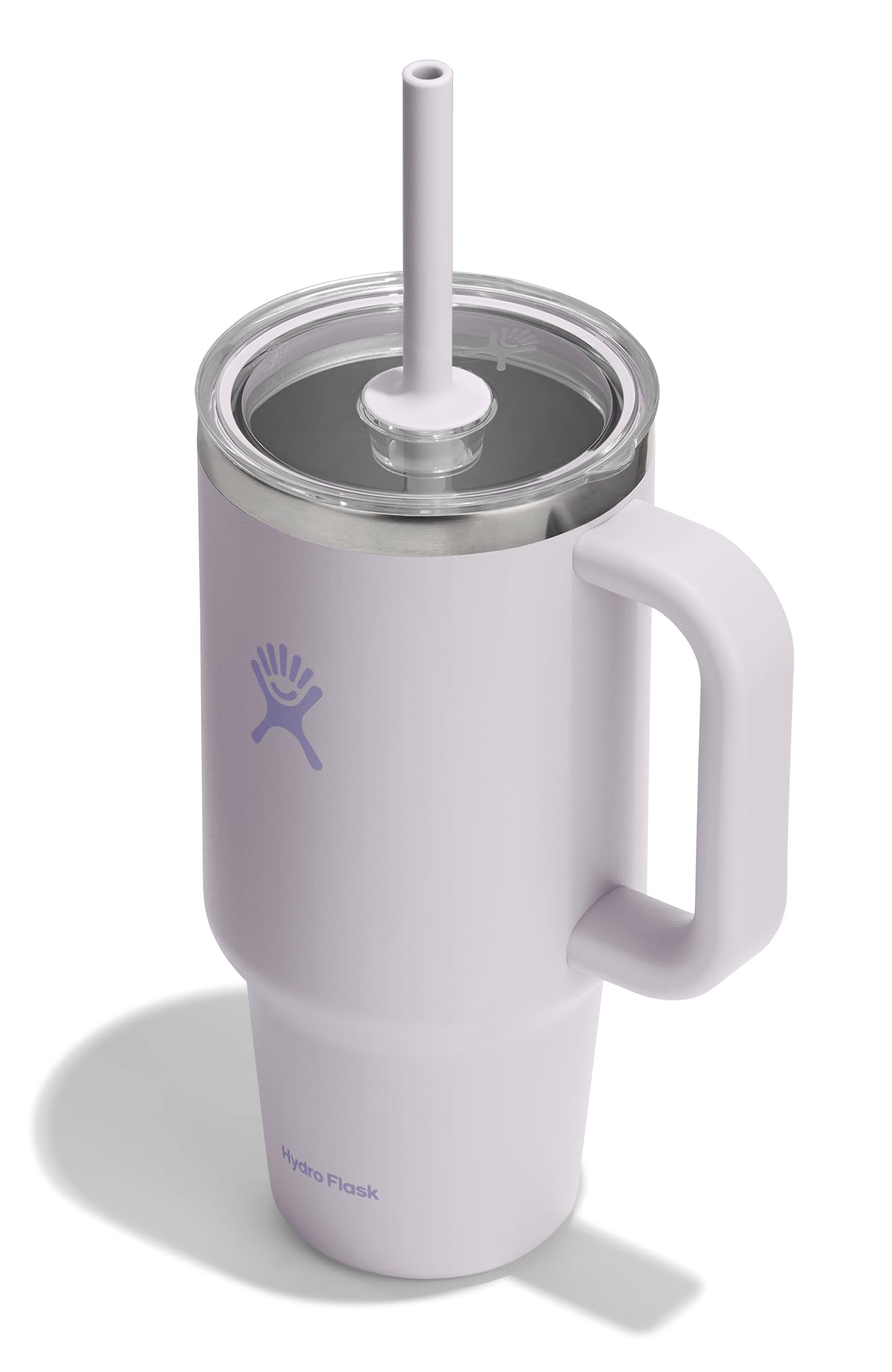 Hydro Flask Travel Tumbler with Handle, Clear Lid and Straw - Insulated Stainless Steel