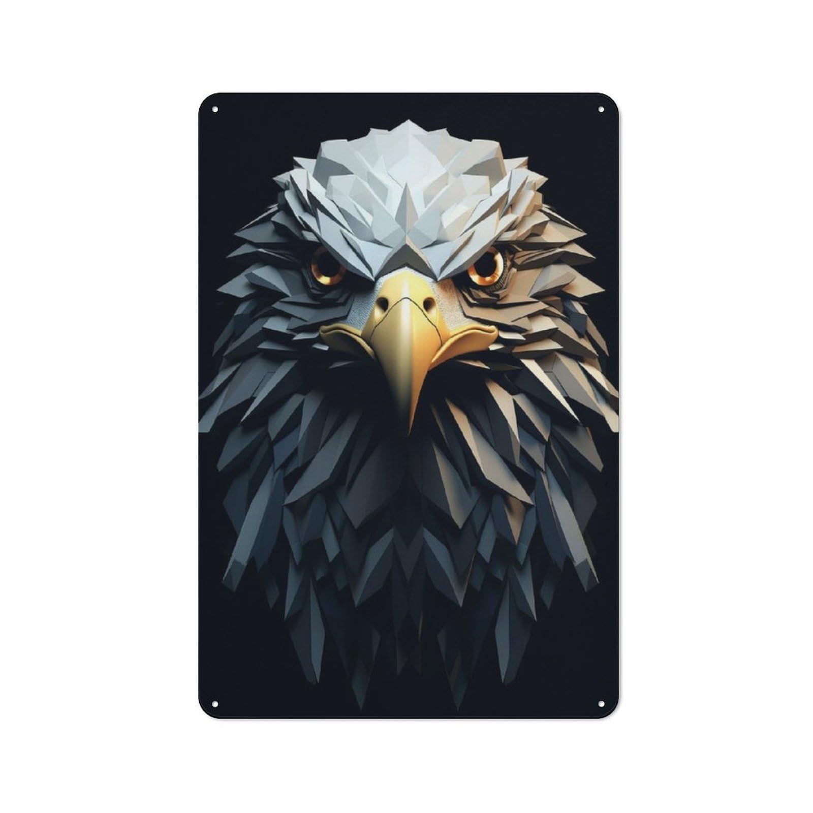 Junmoney Geometric Eagle Animation Rustic Metal Sign 30X20cm Featuring For Hallway Wall, For Collectors Decorating Hallways And Entrance Areas