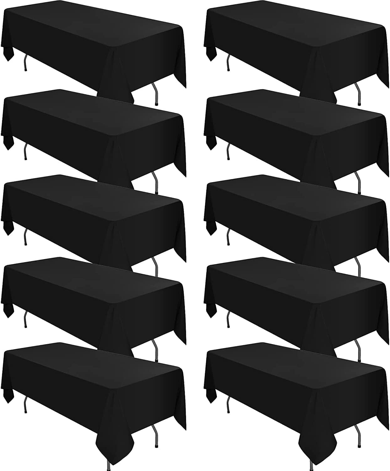 10 Pack Black Tablecloths for 8ft Rectangle Tables 60 x 126