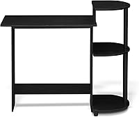 Vista 108 de Furinno - Escritorio compacto para computadora con estantes, Tablero de partículas, Marrón oscuro