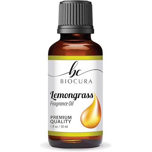 Biocura Lemongrass Fragrance Oil for DIY Project, Perfume Diffuser, Handmade Soaps, Candles & Slime Making, Aromatherapy Massage, Cosmetic Scented Body Lotions 1fl oz 30ml-X1