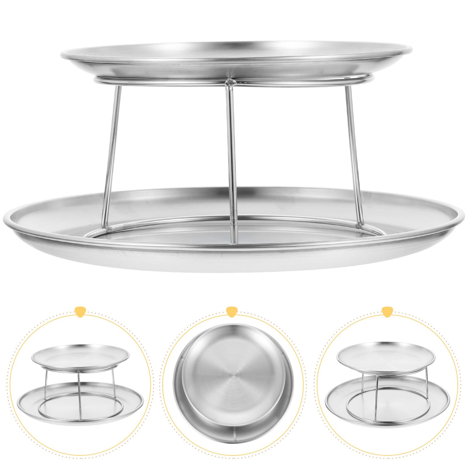 Lurrose Set Piatto da Portata in Acciaio Inox per Antipasti e Dolci, Vassoio per Snack Supporto, per Feste, Matrimoni e Buffet