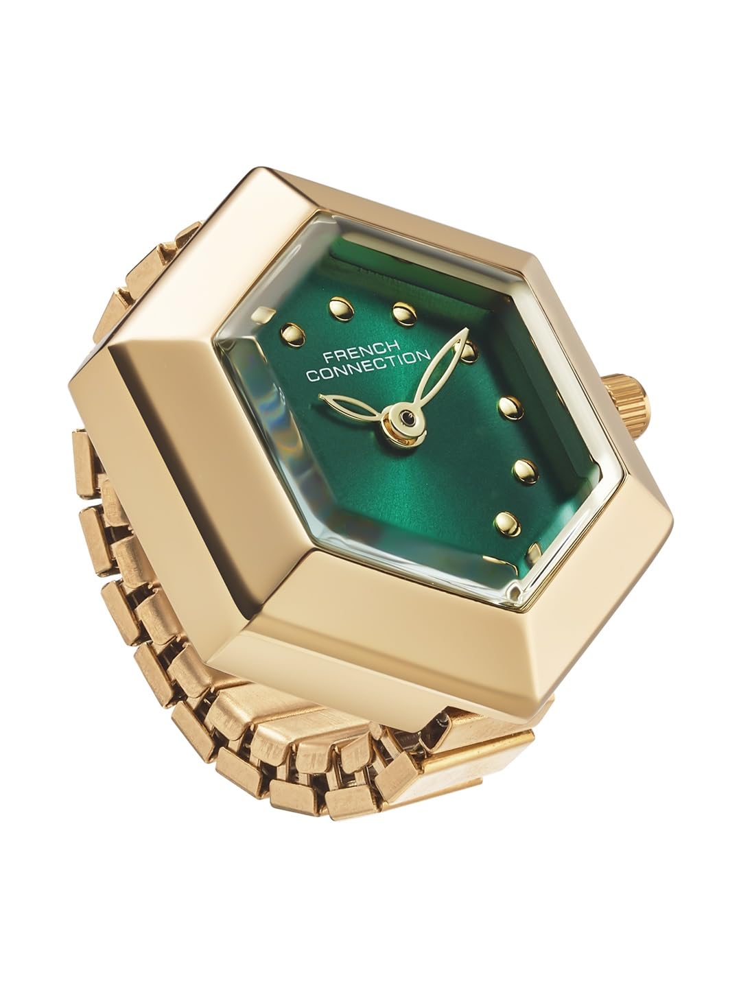 French Connection Arclume | Green Sunray Dial | Gold Stainlees Steel Flexible Band | Analog Ring Watch for Women - FCR02NGM-image-22