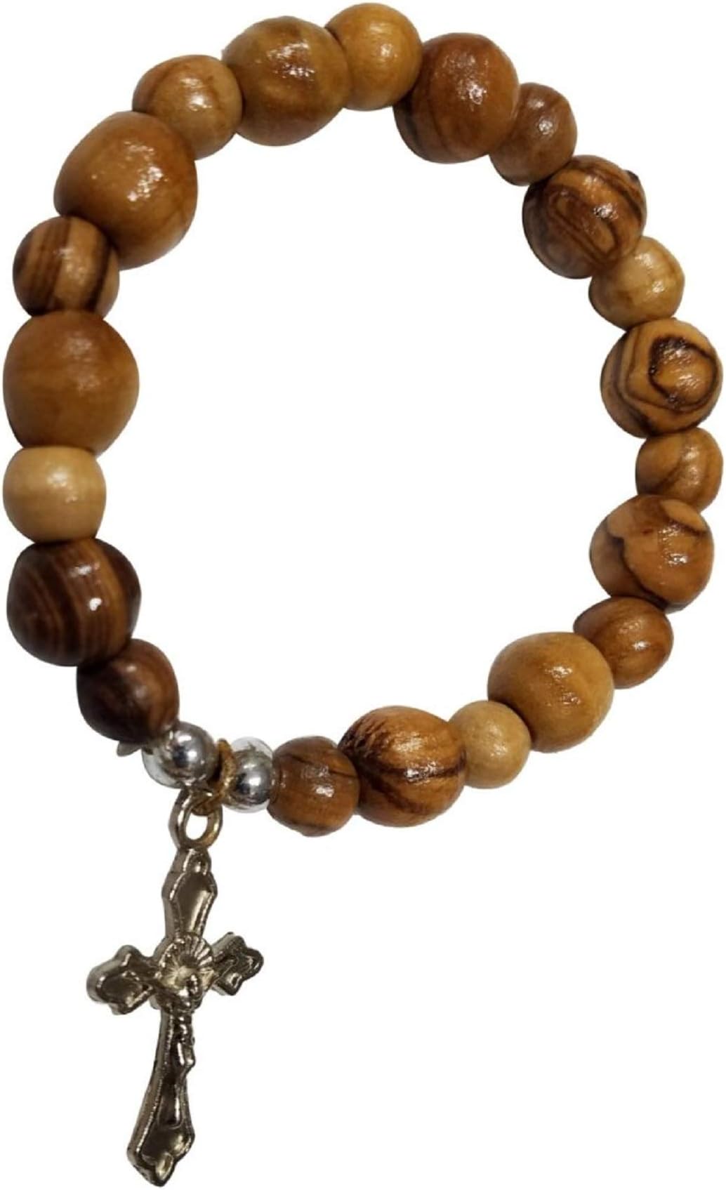 LION OF JUDAH MARKET Olive Wood Jerusalem Rosary Bracelets From the Holy Land with Silver Crucifix