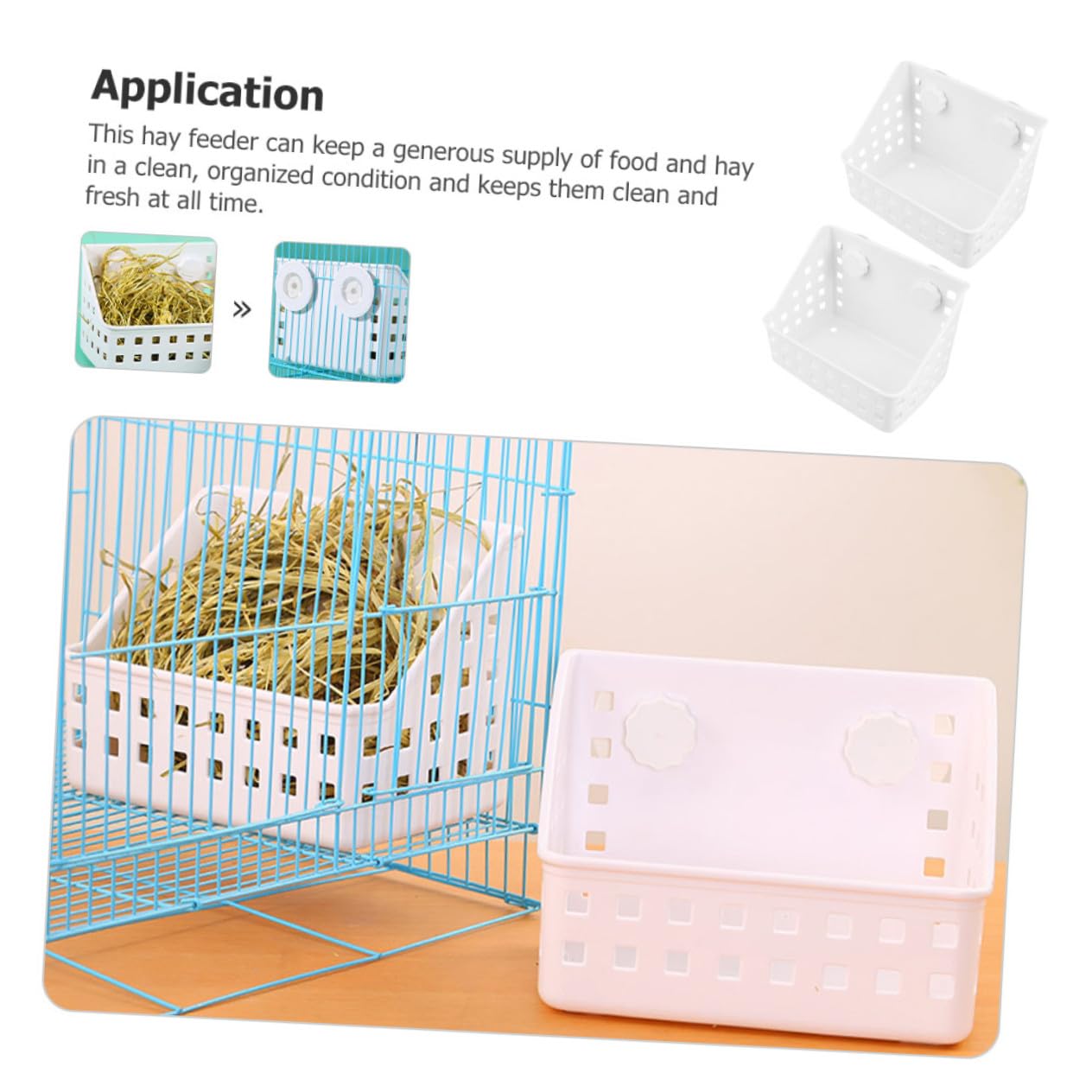 Râtelier à Foin pour Lapin à Fixation Fixe, Lot de 2, Plastique Blanc
