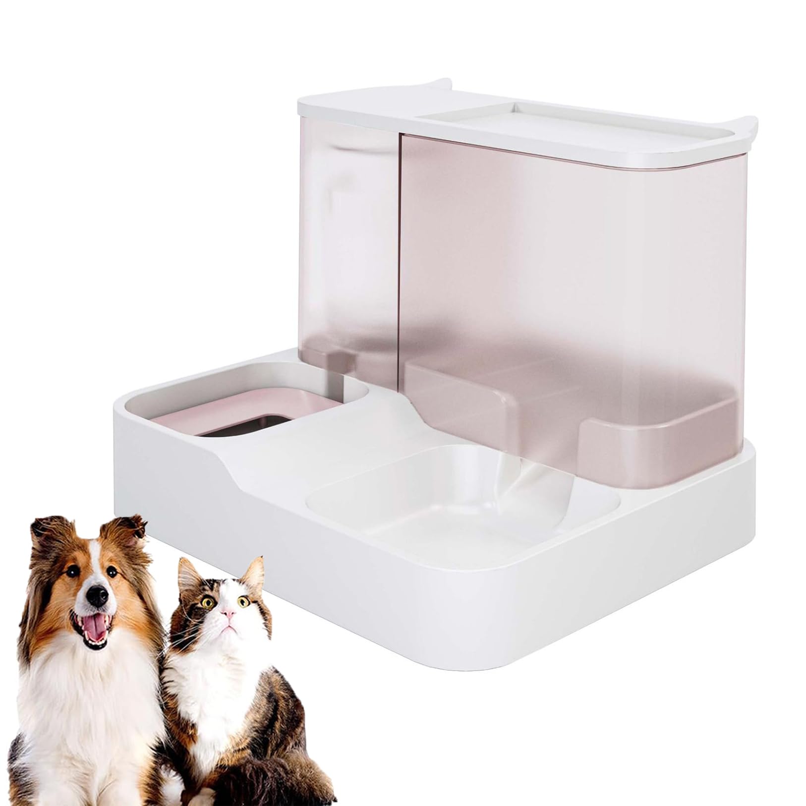 Cat Feeder, Food and Water Dispenser, Automatic Cat Food and Water Dispenser with Large Capacity, Intelligent Cat Food Automatic (Pink)