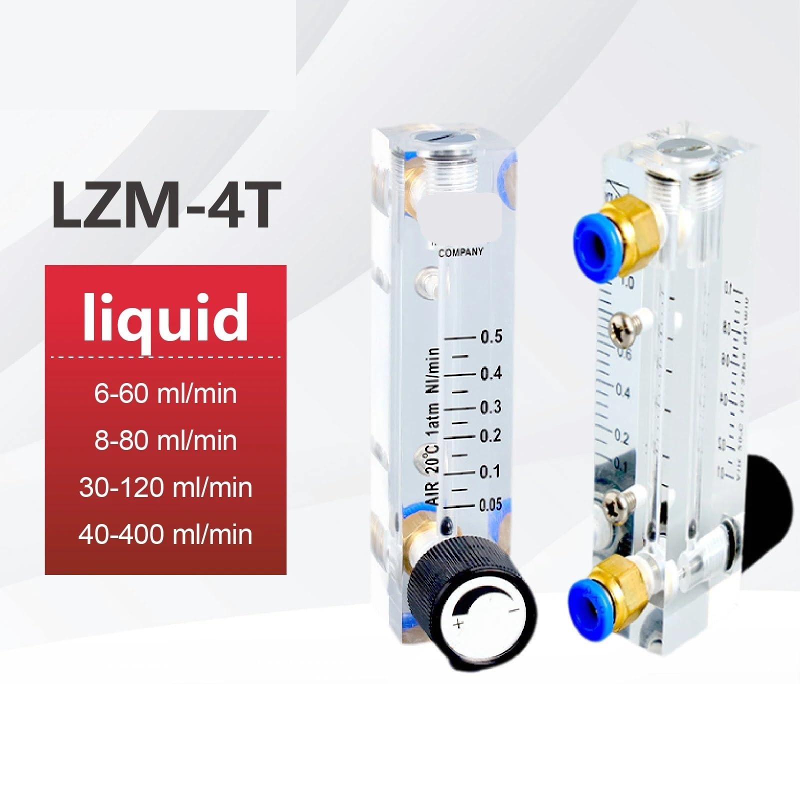 Medidor de flujo de Panel acrílico de LZM-4T, rotámetro de Gas líquido, medidor de flujo de aire comprimido, instrumento de análisis de agua, interfaz de 6mm(Gas-0.05-0.5LPM)