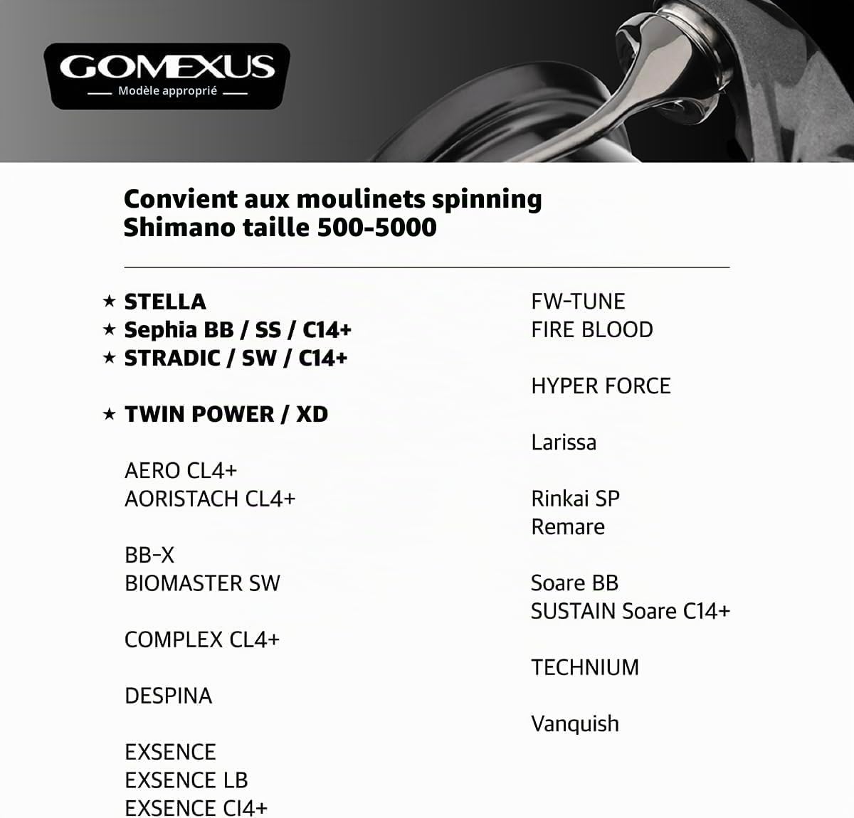 Gomexus Poignée de Moulinet de pêche Compatible avec Shimano SLX Tranx Daiwa Tatula Zillion Abu Garcia Revo 13 Moulinet de pêche avec poignée en liège| Pêche au Bar