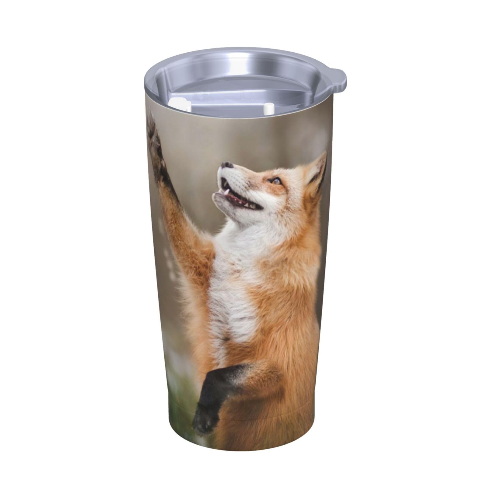 Tazza termica portatile in acciaio inox stampata con motivo volpe animale