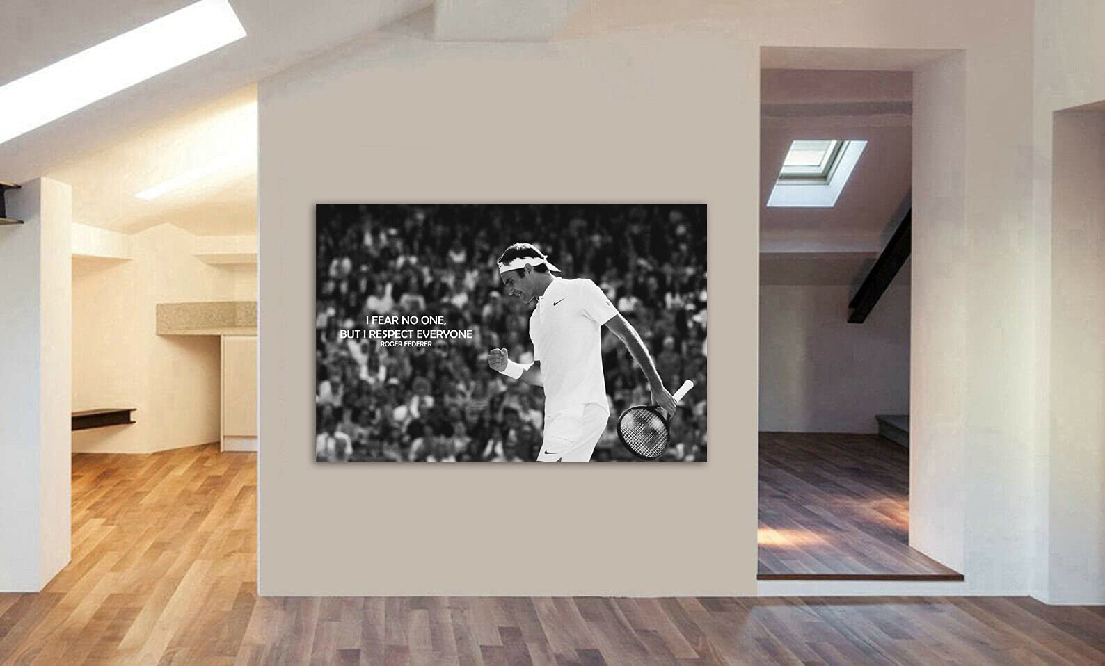 Roger Federer I Fear No One Leinwandbild, gerahmt. Verschiedene Größen (A2, 61 x 16 Zoll)