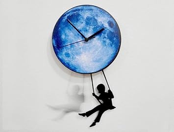 Boy Swinging on the Moon - Pendulum Wall Clock