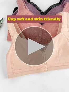 No Underwire Lace Bras for Women Sponge Cup Front Closure