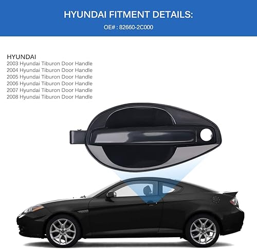 Miniatura 5 de FAERSI Asamblea de manija de puerta exterior delantera derecha lado pasajero reemplazo para Hyundai Tiburon 2003 2004 2005 2006 2007 2008 manija de