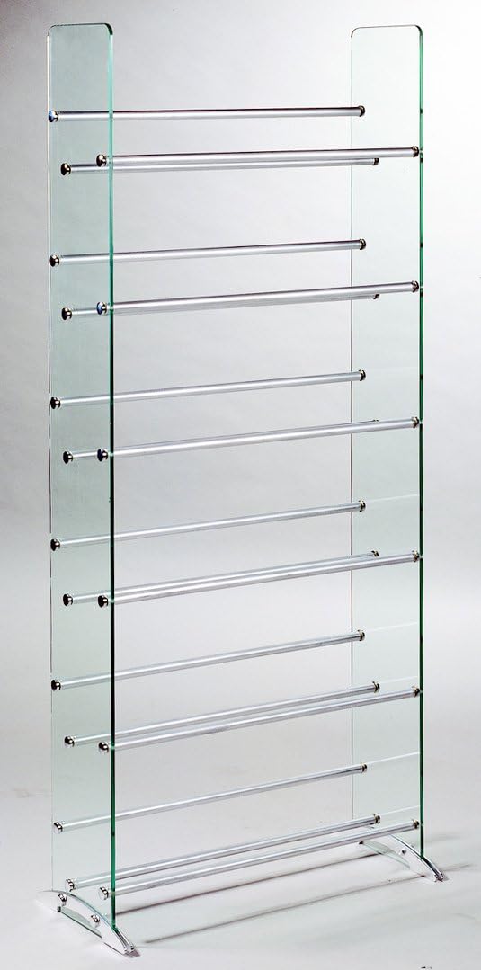 TransDeco Glass Multimedia CD/DVD Rack, Clear/Silver