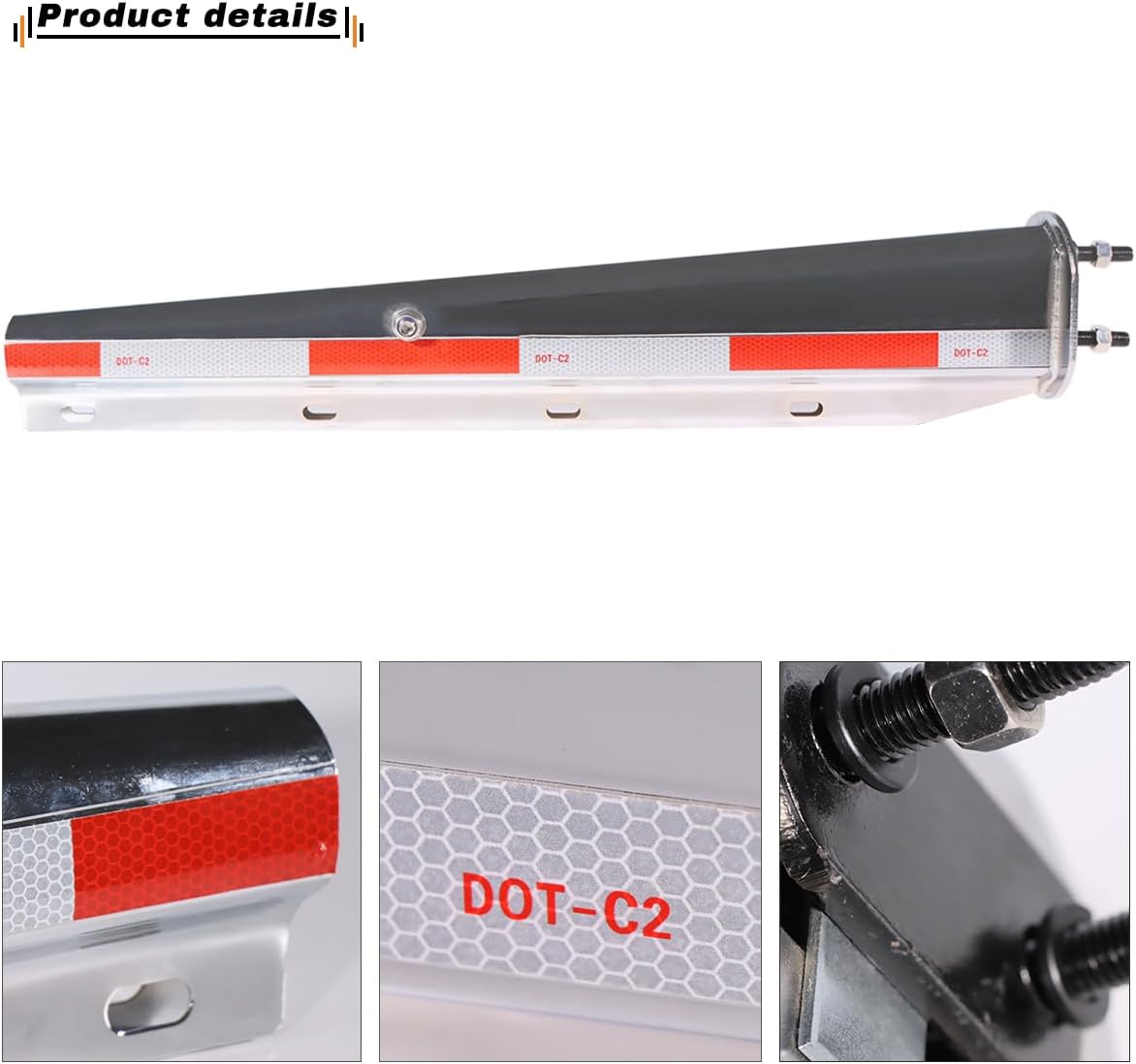 Chrome Mud Flap Hanger with Heavy Duty Spring, Loaded Mud Flap Hanger Set 2.5" Bolt Spacing 30" Length with Reflective Tapes fit for Semi Trucks, 2 pcs