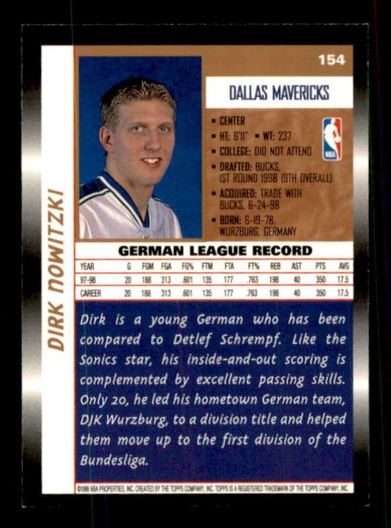 Dirk Nowitzki Rookie Card 1998-99 Topps #154 - Basketball Slabbed Rookie Cards