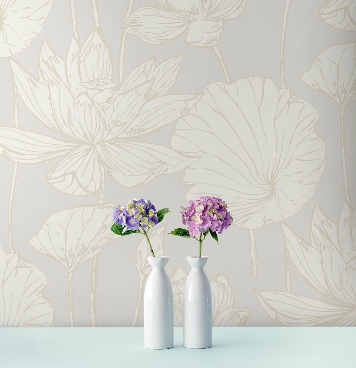NextWall Lotus Garden Floral Peel and Stick Wallpaper (Pearl)
