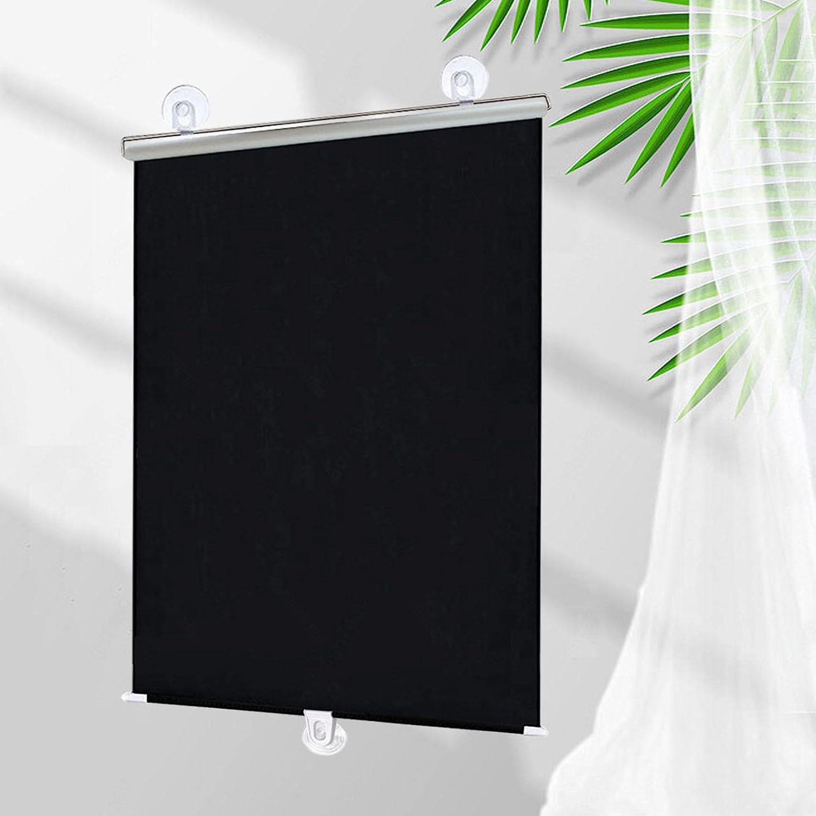 blackout roller blind with suction cup,Sunshade curtain,window blind with thermal insulated for bedroom,office,Temporary Blackout curtain,Privacy Screen,Black-75×125cm(29.5 * 49.2in)