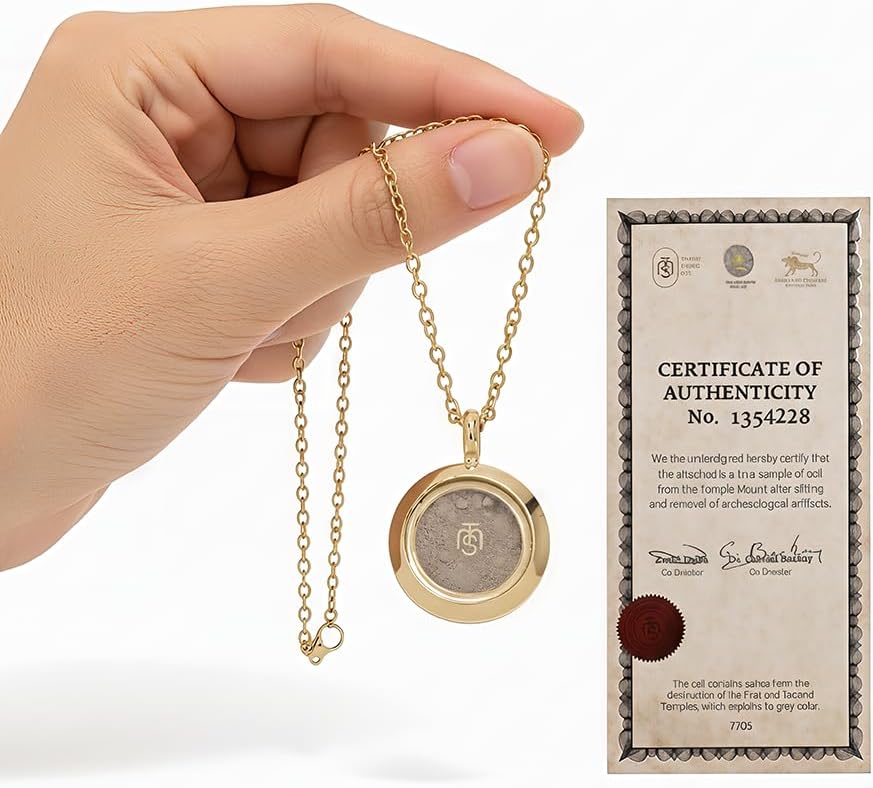 Temple Mount Soil Christian Necklace for Women – Rare, Authentic Holy Land Locket from Jerusalem, Expert-Certified Faith-Based Locket for Men, Religious & Spiritual Jewelry, Mother's Day Biblical Gift