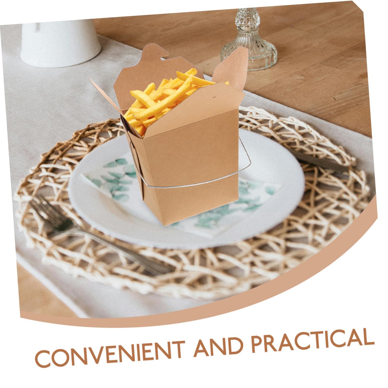 50stücke Chinesische Take-away-boxen Aus Papier Zum Mitnehmen Essensbehälter Für Reis Huhn Pommes Burger Verpackung Für Catering Picknick Und Restaurant
