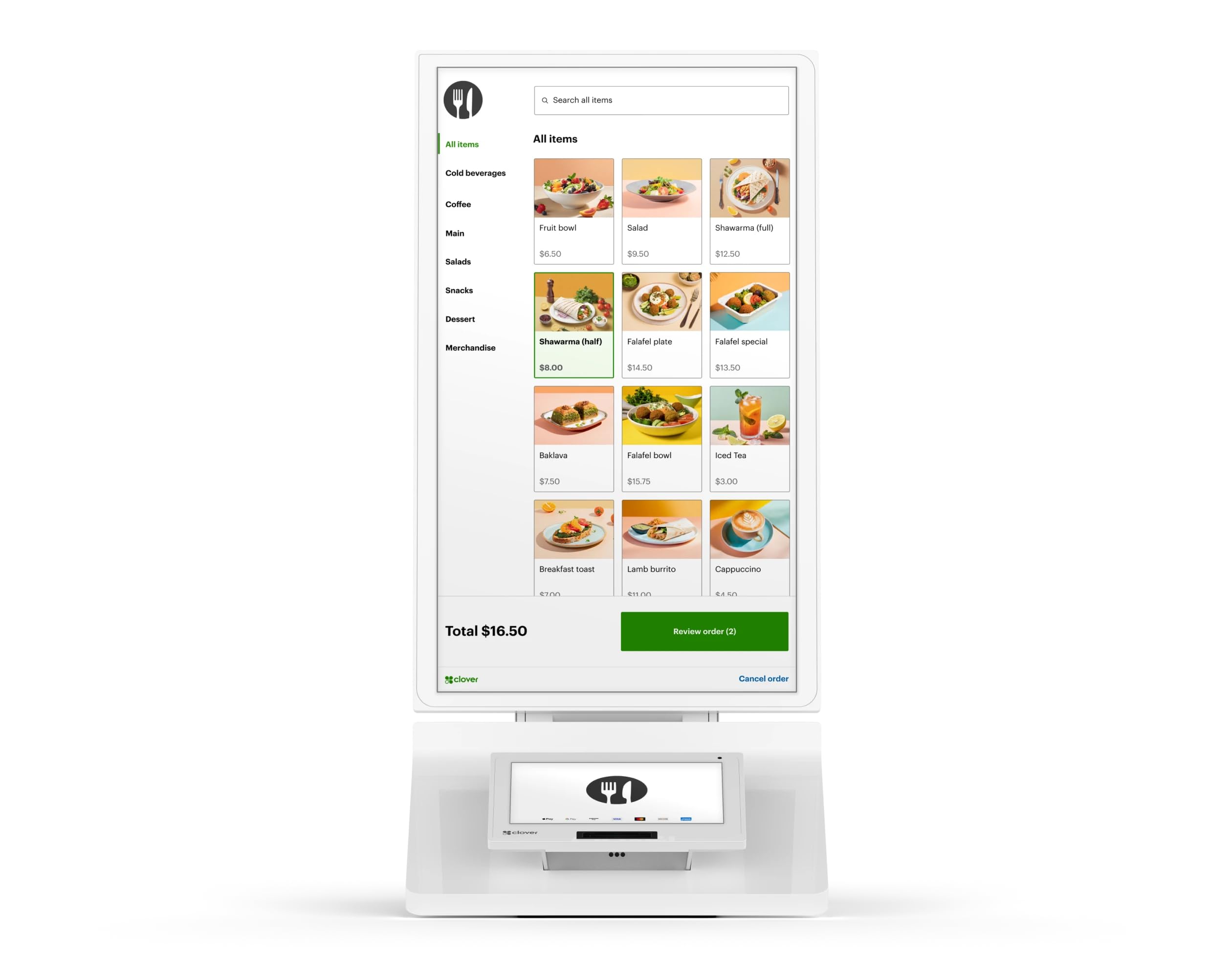 Clover Kiosk: self Ordering for Restaurants - Requires New Processing Account Through Powering POS. (US, PR, USVI only)