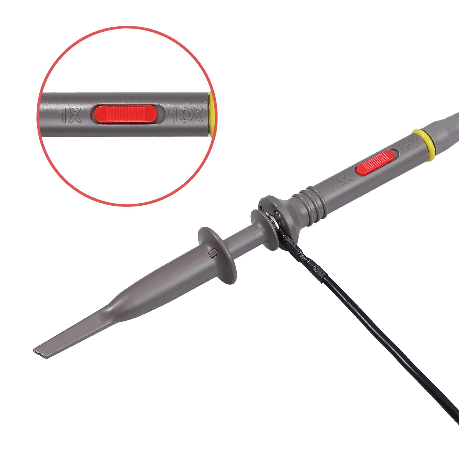 Proster BNC Messleitungen 2PCS P6100 100MHz Oszilloskop Messfühler mit BNC zu Minigrabber Messleitung Kit 10: 1 und 1: 1 Umschaltbarer Hochpräziser Scope Analyzer Alligator Messfühler Clip