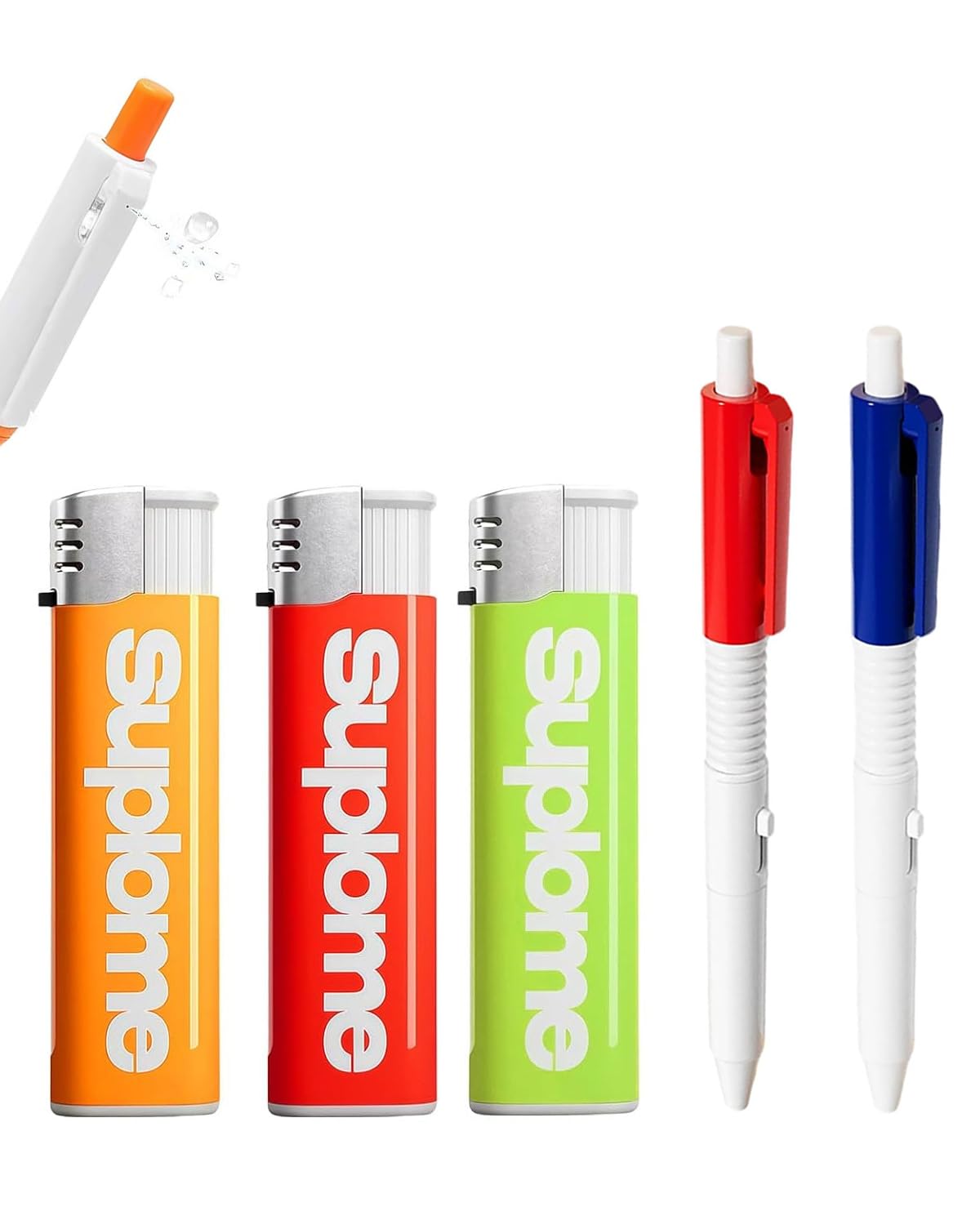 3 Pezzi Set di scherzi, Accendino a Pistola ad Acqua and Penna a pistola ad acqua, Giocattolo di Scherzo, Pistola a Spruzzo ad Acqua, Scherzi Divertenti, Piccoli Giocattoli