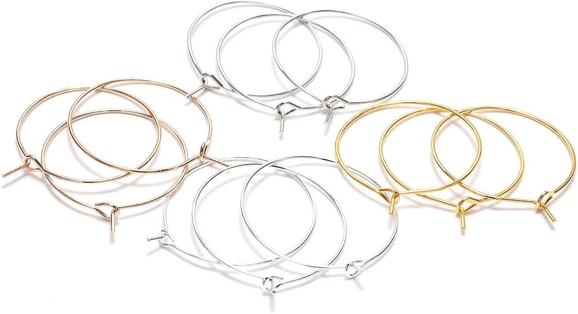 50pcs/lot 20 mm Black Hoops Earrings Metal Big Circle Ear Wire Hoops Earrings Wires for DIY Jewelry Making Supplies (Black, 20mm(0.79inch))