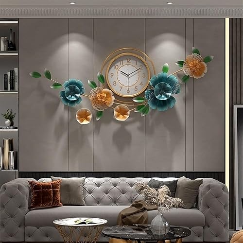 EFEMIR Eleganct - Reloj de espejo decorativo de pared, gran espejo para decoración de pared y sala de estar (color de un color, tamaño con luz)