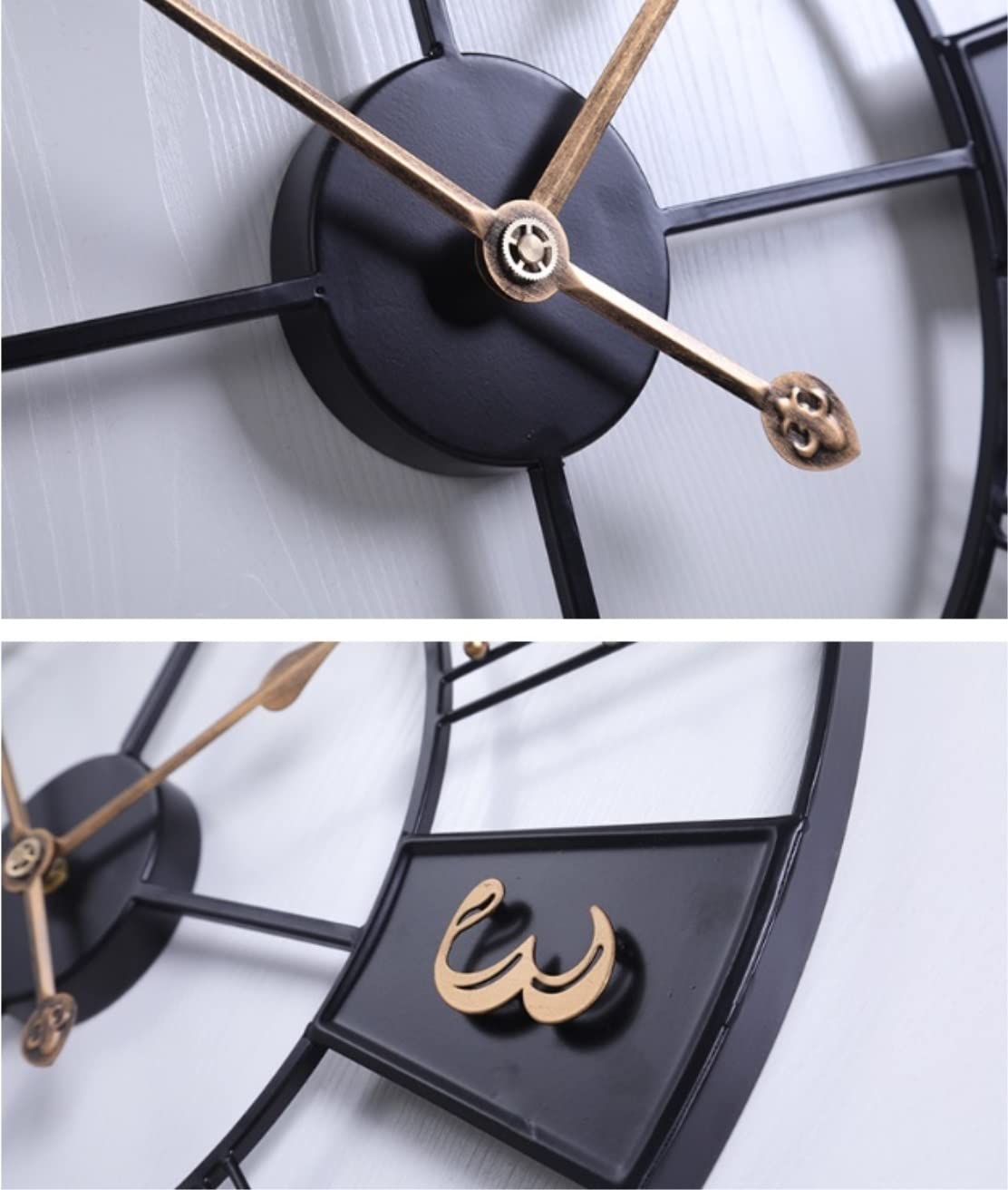 Muurklok Keukenklok Wandklok Slaapkamer Metalen Skelet Wandklok Met Romeinse Cijfers Stille Niet-tikkende Decoratieve Klok Voor Lounges Pubs Cafés Wandklokken Decor (Color : C, Size : 60 * 60cm