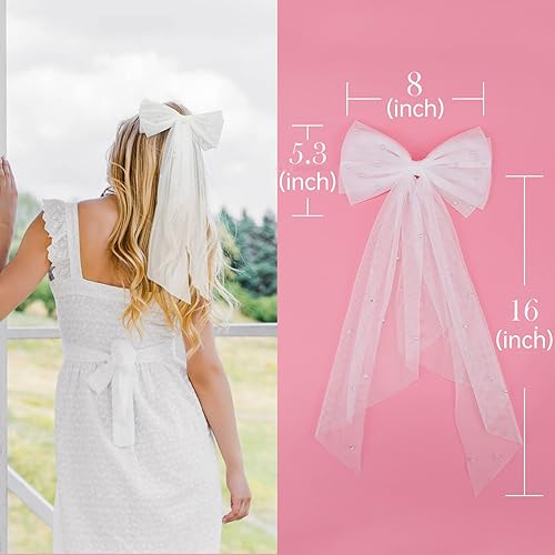 Miniatura 4 de CIEHER Clip para el pelo de novia, decoraciones de despedida de soltera, lazo de pelo blanco perla, regalos de despedida de soltera, regalos de dama