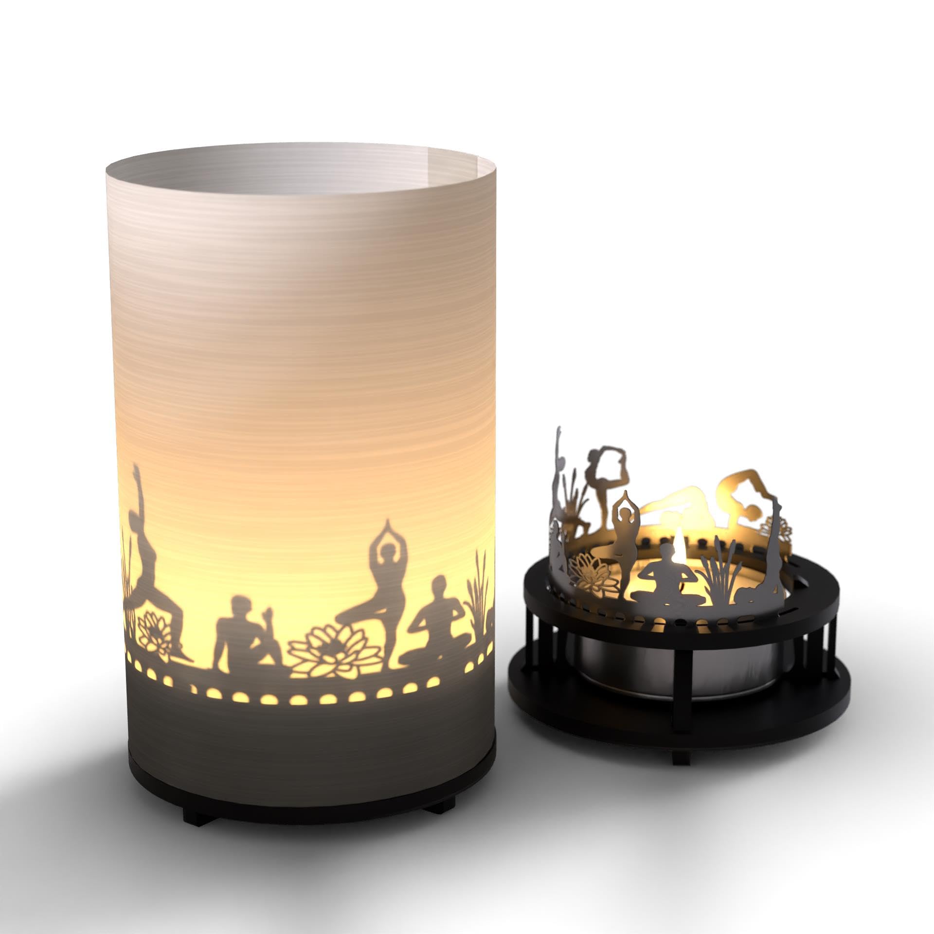Yoga Gift Tube Shadow Play Candle: Serene Silhouette Motifs for Relaxation and Meditation - Perfect Yoga Gift Idea!