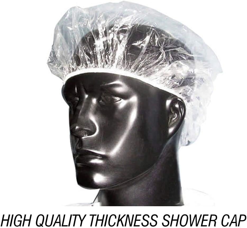 Disposable Plastic Shower Caps，Pack of 100 Individually Wrapped，Elastic Waterproof Clear Thickening Bath Cap For Women Spa,Home Use,Hotel and Hair Salon