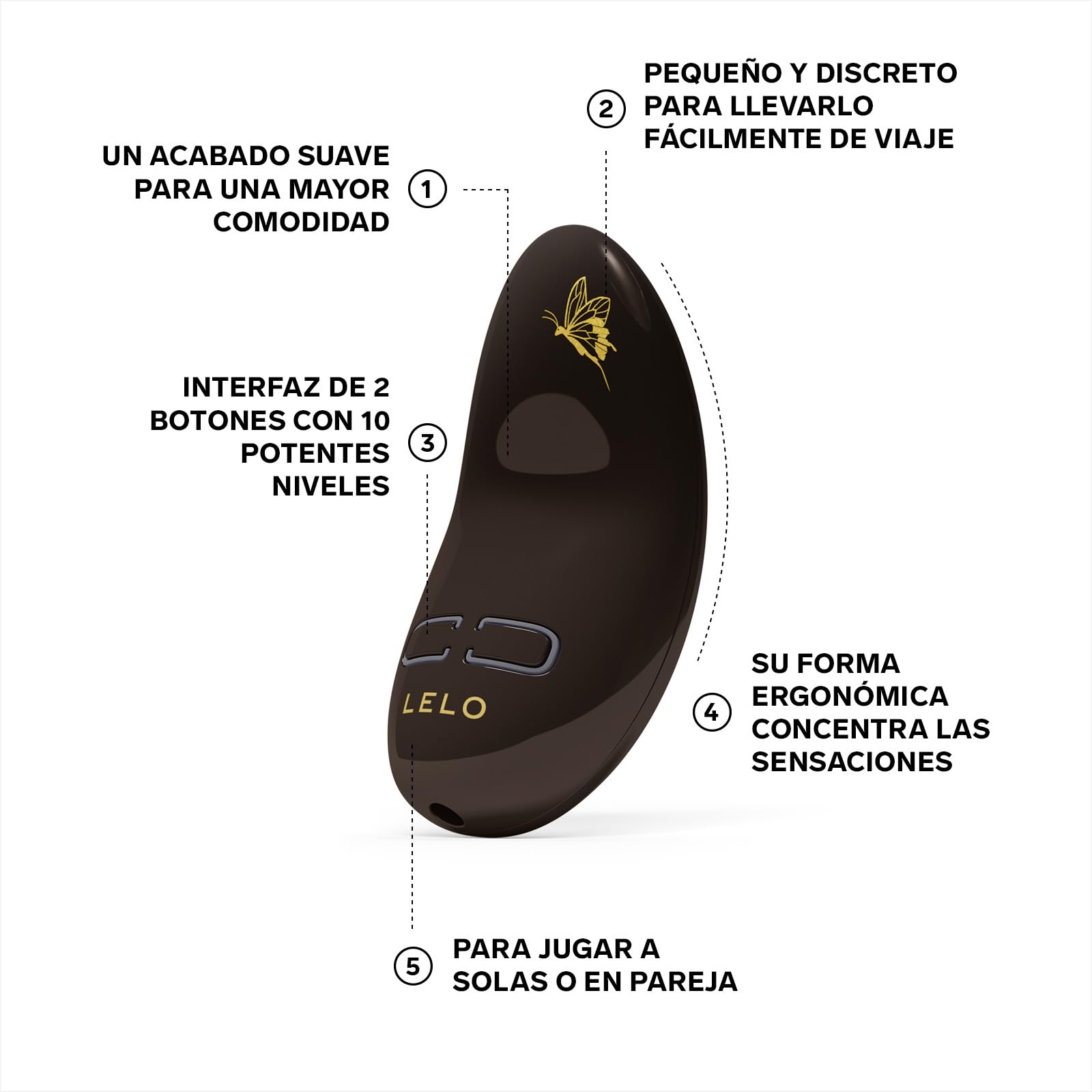 LELO NEA 3 Estimulador de Clítoris Femenino Pequeño Vibrador Mujer Consolador Sexual para Mujeres con 10 Modos de Placer y Varias Intensidades, Pitch Black