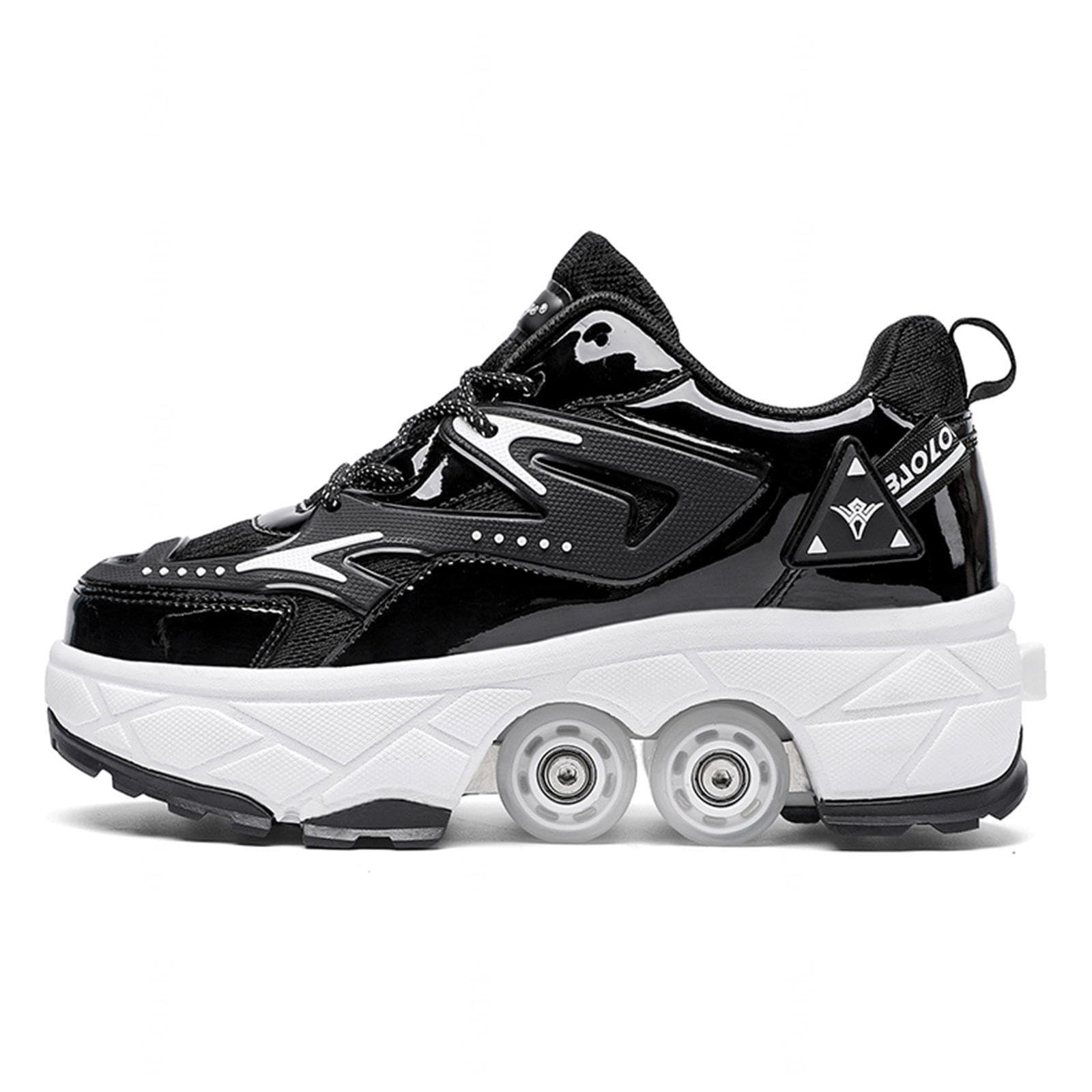 Chaussures De Patins À roulettes Unisexes Chaussures Déformées Multifonctionnelles 2 en 1, Chaussures Parkour pour Adultes/Enfants, Chaussures À roulettes pour Cadeau Débutant,White1-37EU