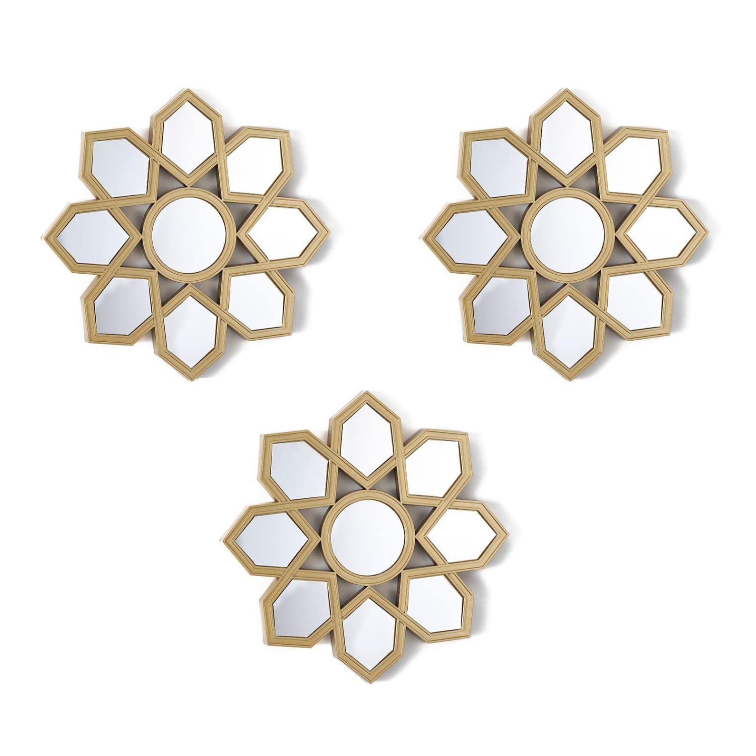 SATYAM KRAFT 3 Pcs Round Shape Fiber Wall Mirror with Acrylic Golden Aesthetic Frame with Hook for Hanging On Walls, Home Decor, Living Room, Bedroom, Bathroom, Hallway Decoration-picture-36