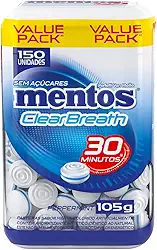 Pastilhas, Mentos, Clear Breath Peppermint, Sem Açúcar, Sabor de Menta - 105g | 150 Unidades