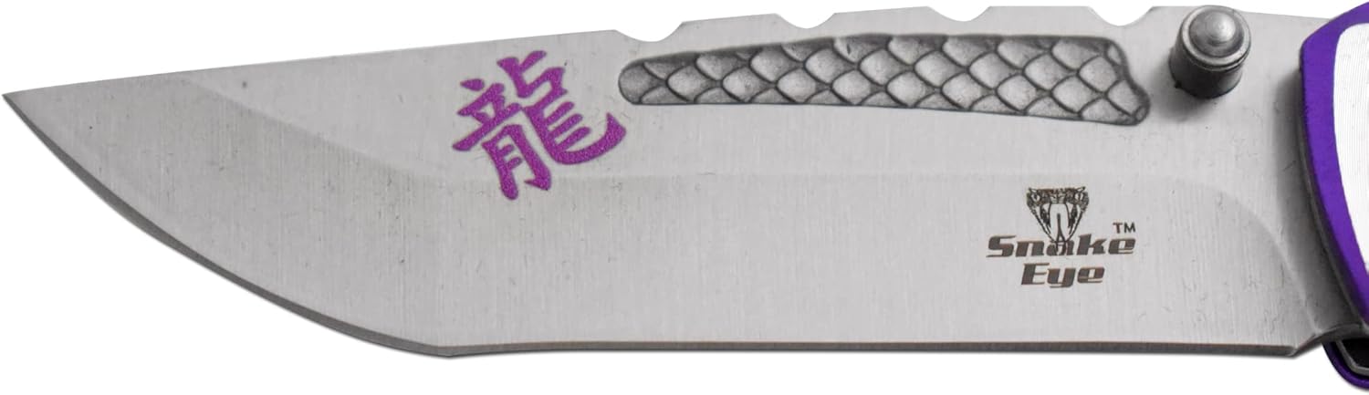 Snake Eye Tactical Every Day Carry Fantasy Design Handle Folding Pocket Knife (Purple)