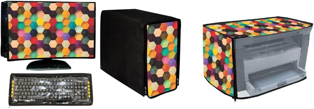 Orchid Homz Printed Stone Multi Computer Desktop 4 in 1 DustProof Cover Combo 18 Inch Computer Desktop CPU Keyboard Printer CoverSize Desktop(21x1.5x13) Printer Size(17x11x11.12) (Set of 4)
