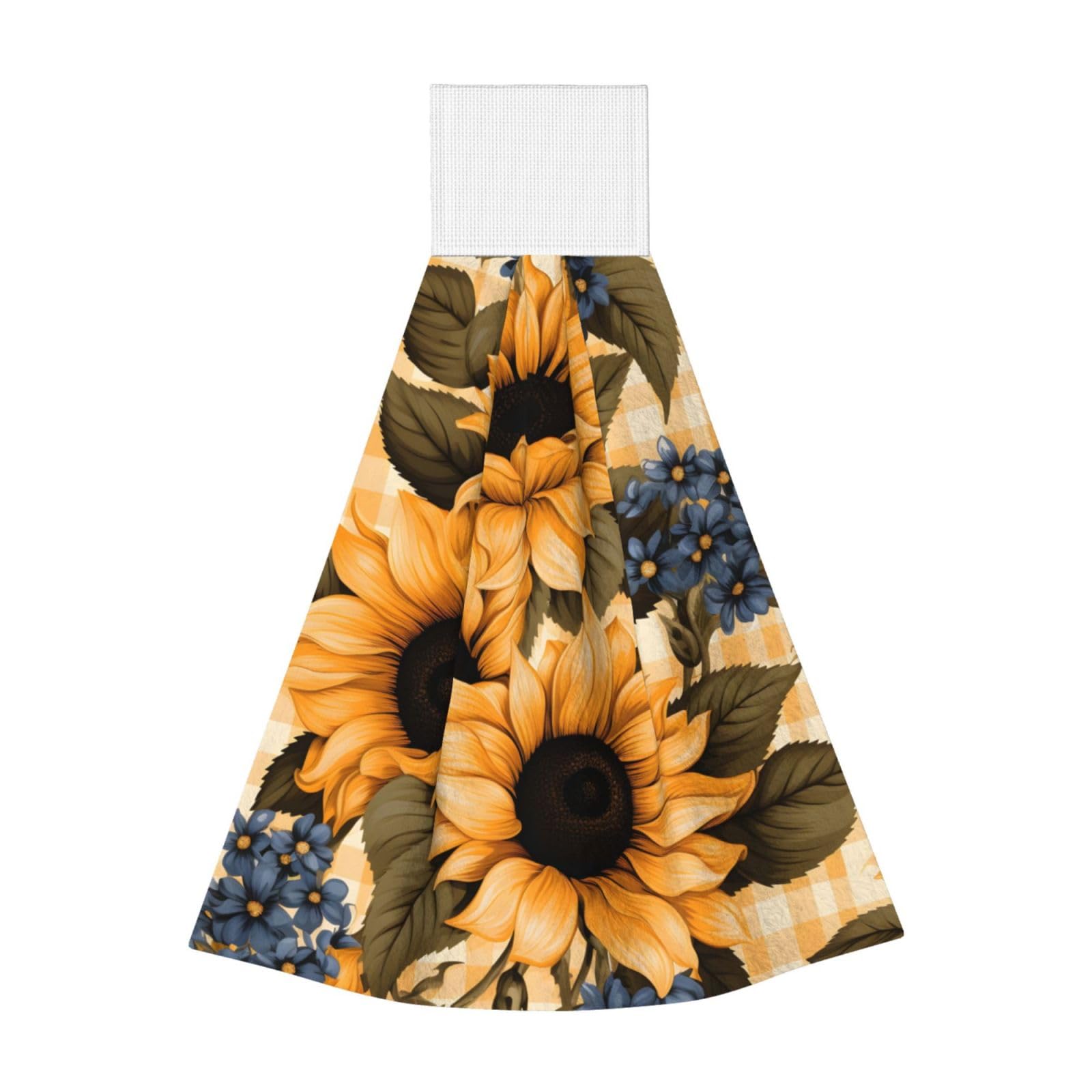 DXTKWL Hand Towels Sunflower Floral Plaid Soft Absorbent Kitchen Hand Towels with Hanging Loop Quick Dry Dish Cloths Towels for Kitchen Bathroom,