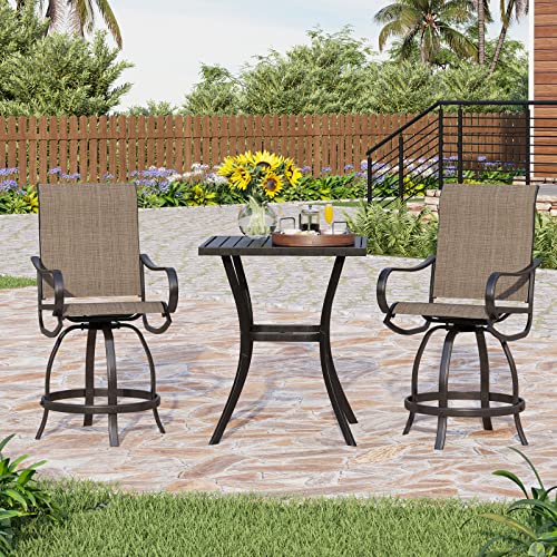 Phi Villa Outdoor Patio Swivel Bar Stools Set Of 4, Quick-Drying And Metal Frame Durable And Sturdy, Waterproof, Rustproof,Uv-Resistant For Garden, Yard, Poolside #TOP1