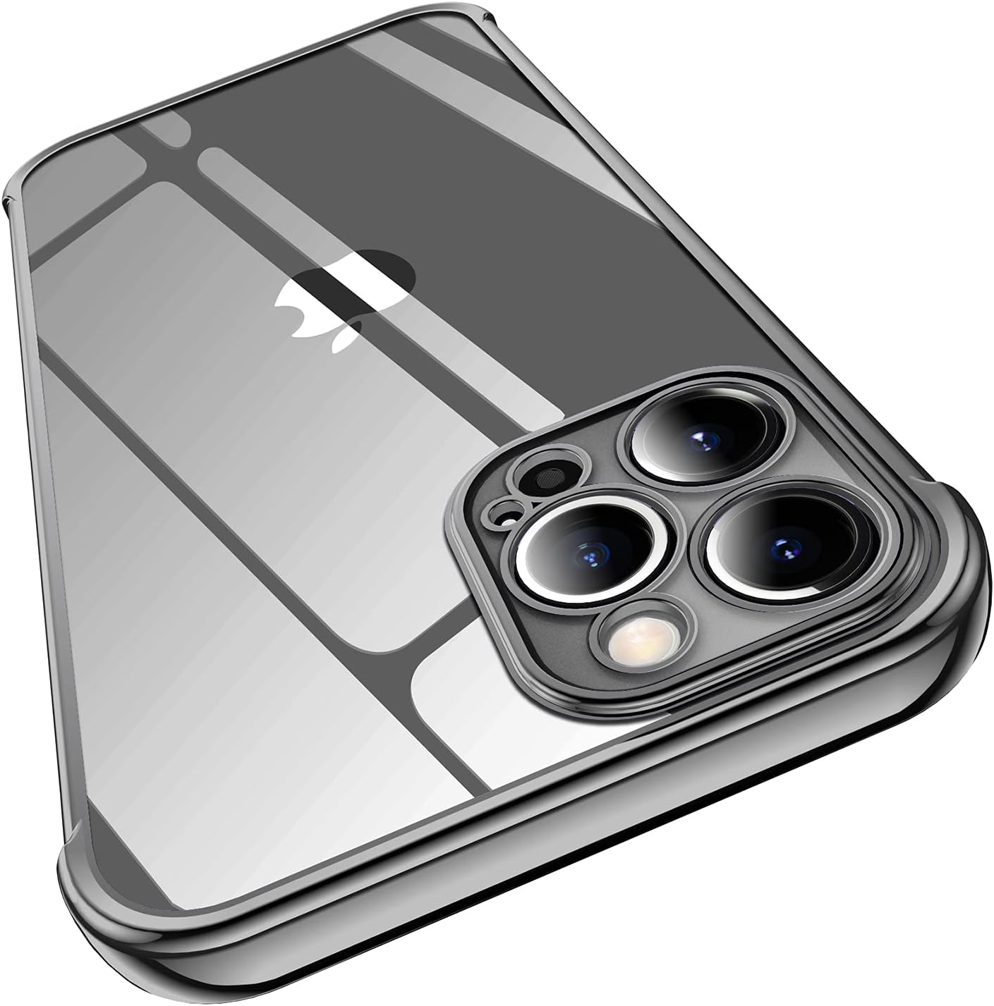 Anynve Clear iPhone 12 Pro Max Case with Protection Camera,Strengthen Four Corners Soft TPU Cover with Plating Bumper Full-Body Protection and Anti-Drop Black Case for iPhone 12 Pro Max (6.7 inch)
