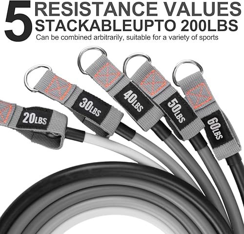 Miniatura 5 de Resistance Bands with Handles, Single Resistance Bands, Exercise Bands with Handles, for Resistance Training, Physical Therapy, Home Workouts,