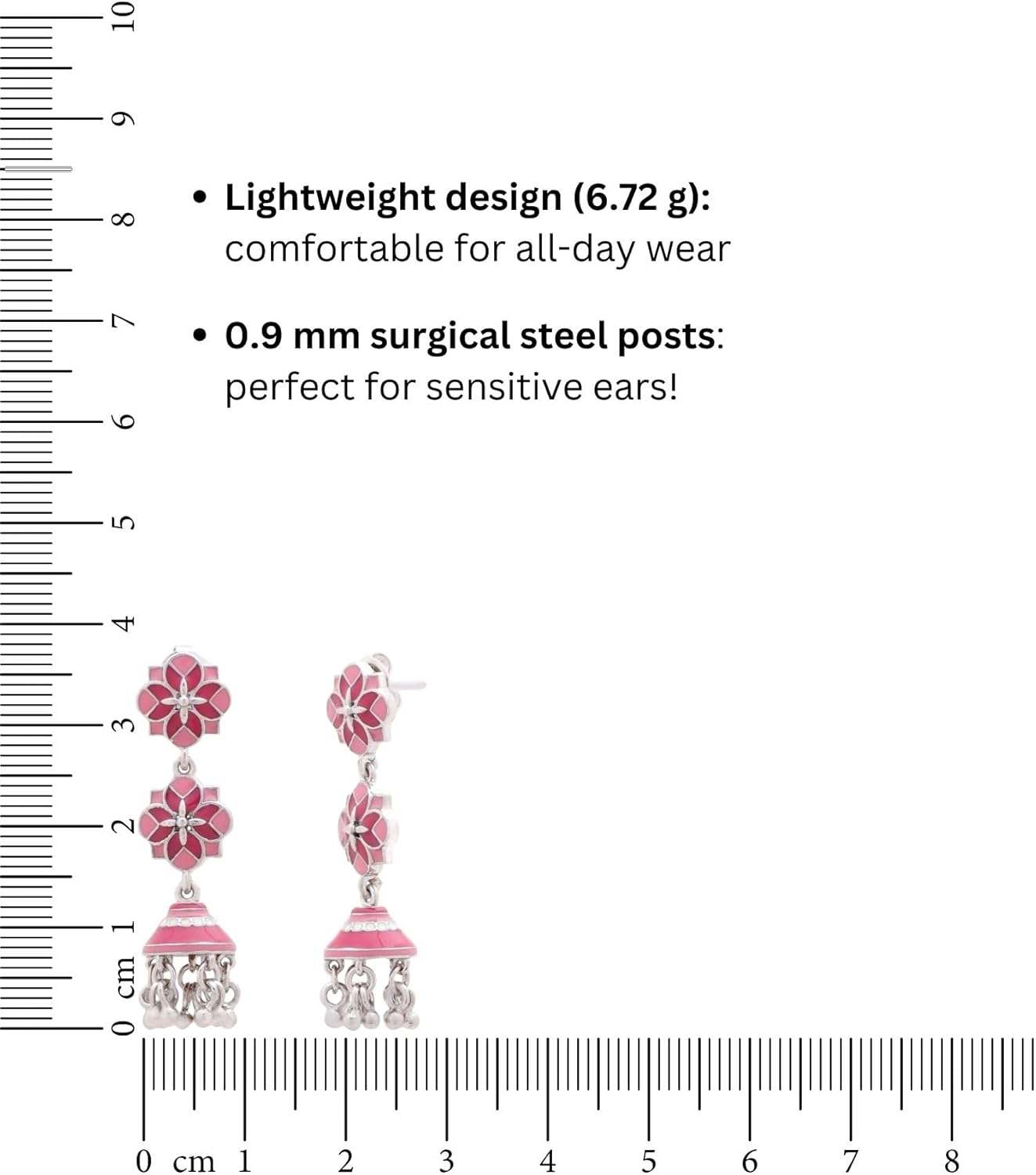 Pink Hand-Enameled Jhumka Earrings for Women | Navicia Rosa Collection | Traditional Indian Ethnic Statement Dangle Earrings for Bridal & Festive Wear - Image 5