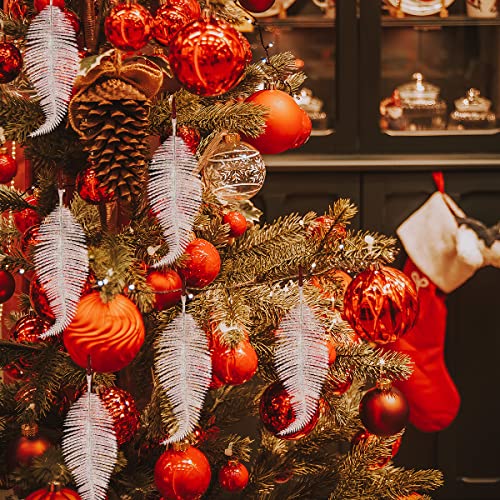 Miniatura 5 de 6 Bolas De Navidad Blancas Con Purpurina Para Árbol De Navidad De 8.7 Pulgadas, Plumas De Árbol De Navidad, Decoración De Navidad, Adornos Brillantes, Decoración Familiar De Navidad